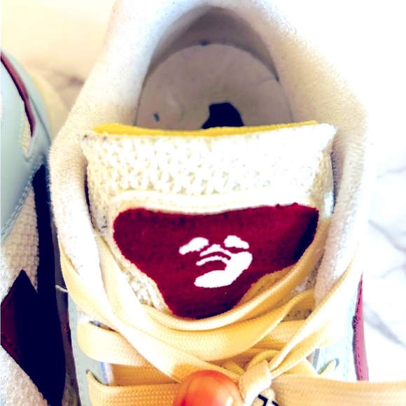 Off-White Sneakers in Cream and Burgundy - Picture 8 of 16